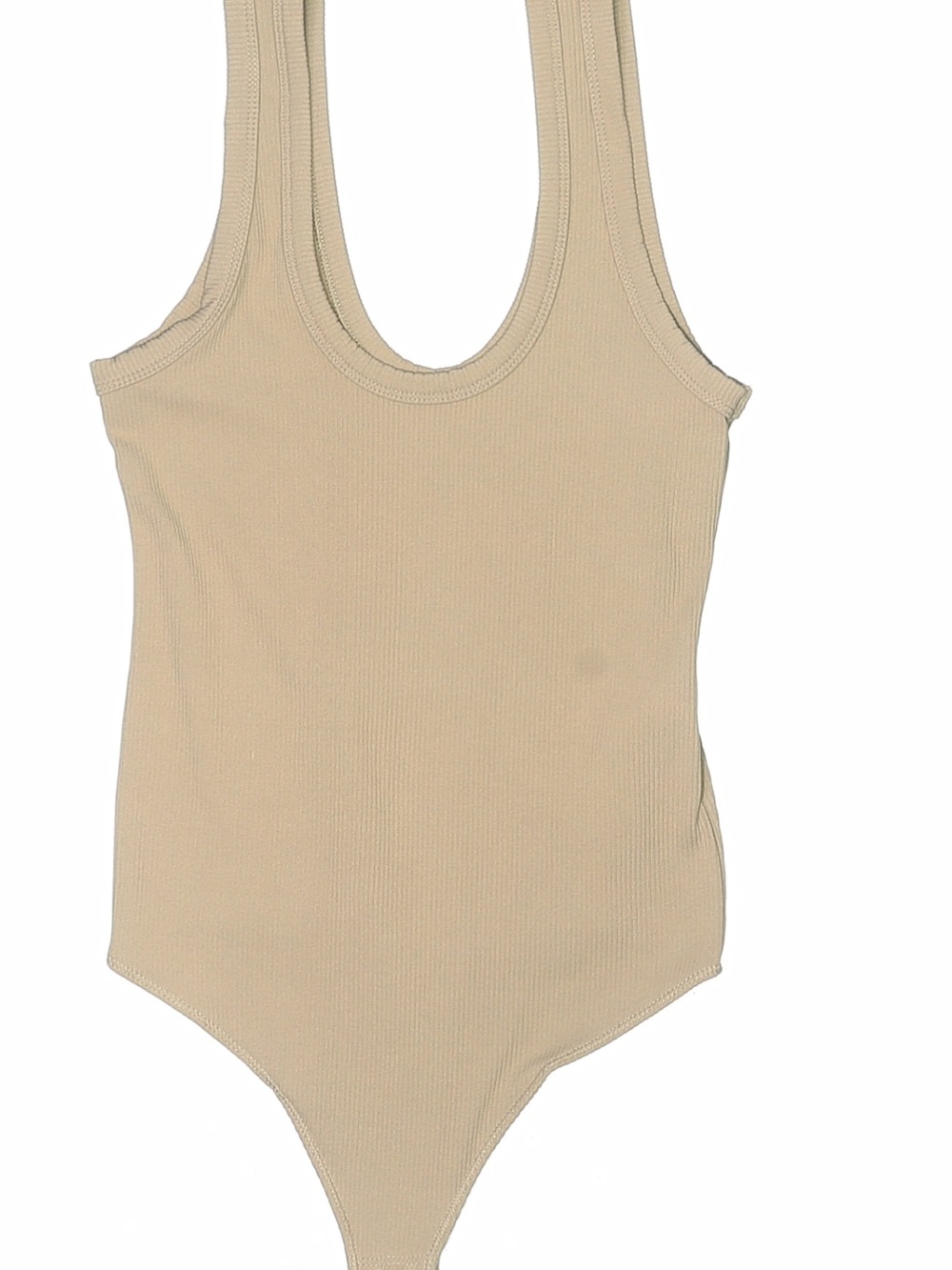 Abercrombie & Fitch Ribbed Tank Bodysuit in Beige